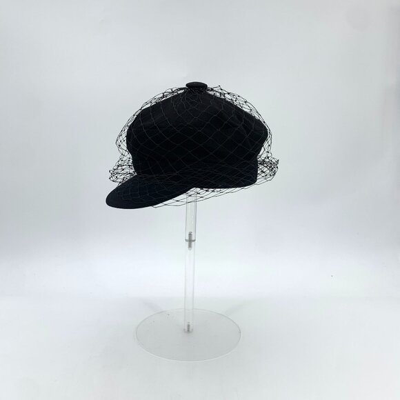J19646 Christian Dior Black mesh cotton baseball cap Hat surround 56cm long brim main image 5